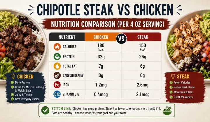 Chipotle Steak vs Chicken Nutrition Comparison