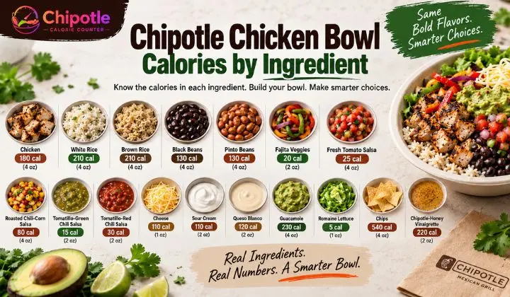 Chipotle Chicken Bowl Calories by Ingredient